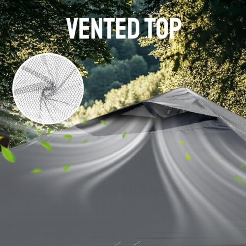 Image of CROWN SHADES 10x10 Pop Up Canopy Tent - Patented Center Lock One Push Instant Outdoor Canopy Beach Tent with STO-N-Go Bag 8 Stakes & 4 Sand Bags,Grid Grey