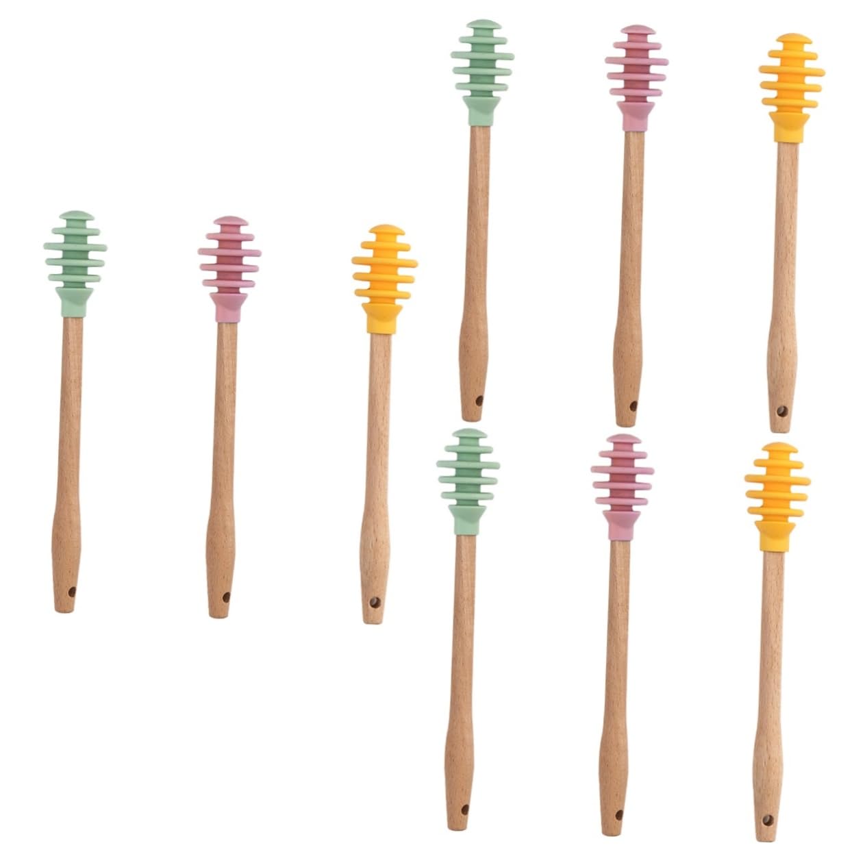 LAPYAPPE 3sets Silicone Honey Dipper for Honey Syrup and Other Viscous Foods Comfortable Grip Chefs and Home Use