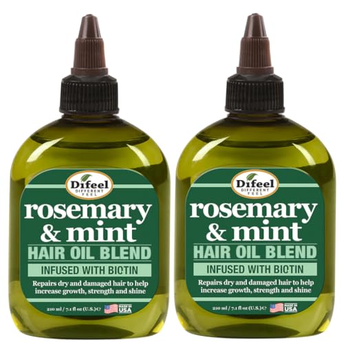 Image of Difeel Rosemary and Mint Hair Oil Blend with Biotin 7.1 oz. (PACK OF 2) - Made with Natural Mint & Rosemary Oil for Hair Growth