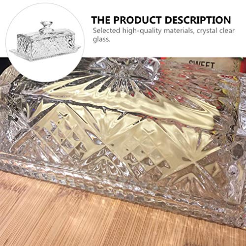 Stobaza Crystal Glass Butter Dish With Lid 1 Set Classic Butter Keeper For Countertop European Covered Butter Tray With Lid, Kitchen Accessory, Dishwasher Safe, 8.14X3.93X3.54Inch #TOP7