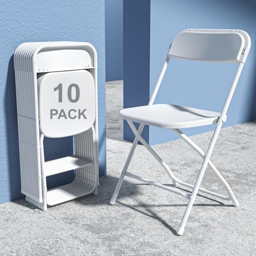 Chaise pliable en plastique blanc lot de 10 portable et empilable charge 150kg