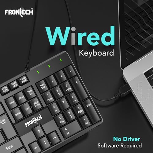 Image of FRONTECH PrecisionFlow USB Keyboard - Ergonomic Design & Silent Typing for Windows (FT-1671)