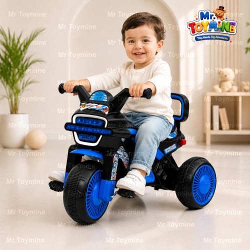 Image of NEXA Bike Pedal Tricycle for Kids Toddler Trike Headlight, Music, Curved Seat and Backrest Push Along Pedal Trike for 2 Years to 4 Years | Blue | TOYMINE