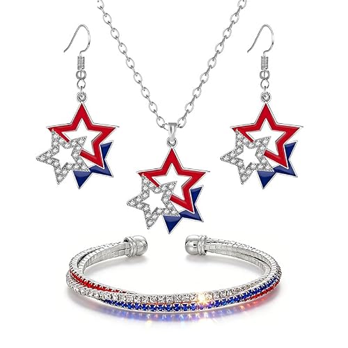 Dreuyet 4th of July American Flag Jewelry Set for Women
