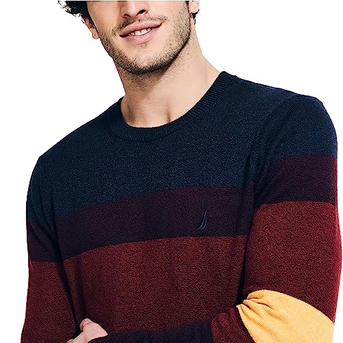 Nautica mens Nautica Sustainably Crafted Striped Textured Crewneck Sweater3