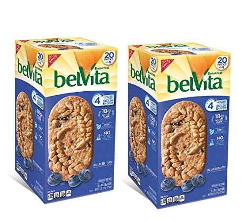 belVita Blueberry Breakfast Biscuits, 20 Count Box, 2 BL 12 Ounce Pack of 2 (20 Count Box,Pack of 2, biscuit)