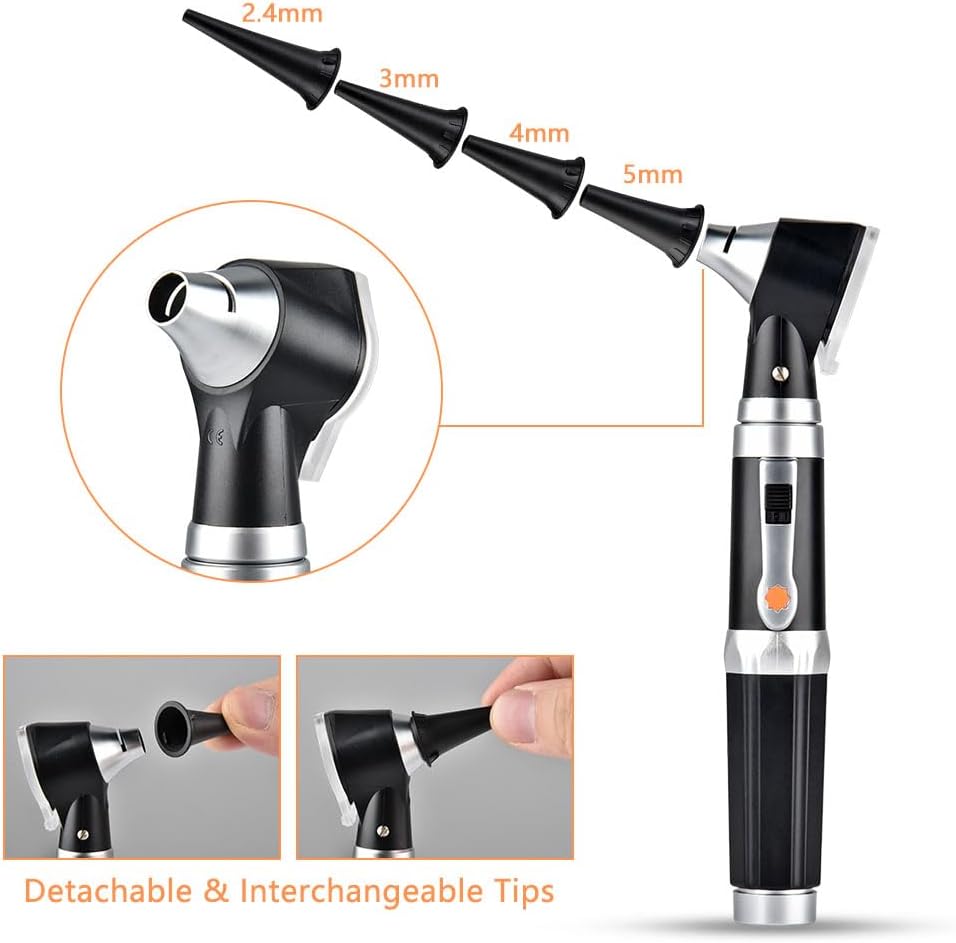 Jiusion 3X Otoscope with LED, Portable Handheld Ear Check Magnifier with 8 caps and 1 Storage case for Doctor Nurse Adult Kid Dog Cat Pet