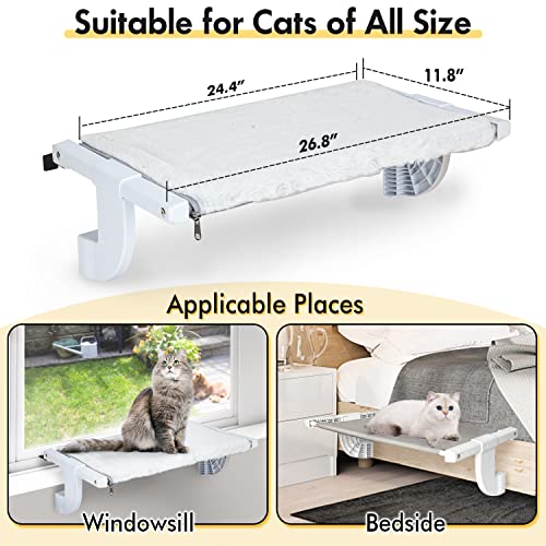 Zoratoo Window Sill Mount Cat Perch For Indoor Cats, One-Step Sliding Adjustment Cat Hammock Window Seat With Removable Two Fabrics Covers, No Suction Cups Cat Beds For Windowsill & Bedside (L) #TOP5