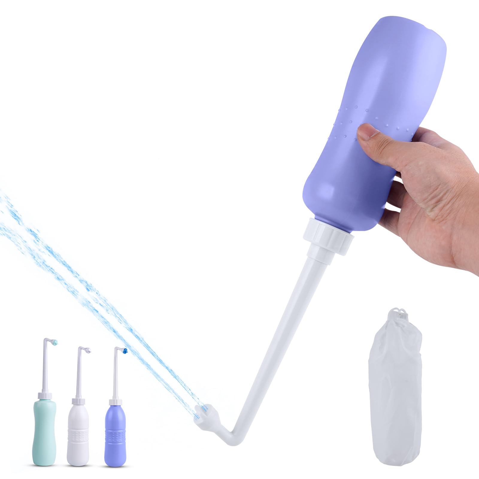 Hibbent Portable Bidet for Travel, Handheld Travel Bidet for Personal Hygiene Care, Personal Cleansing Use, Extended Nozzle, 17oz(500ml) Bathroom Toilet Spray, Purple
