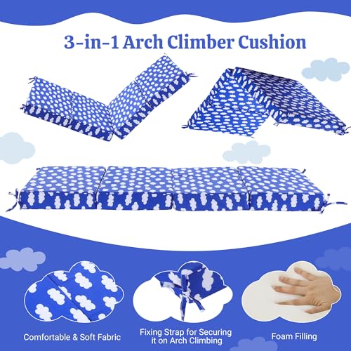 Image of HOMBYS Foam Cushion for Climbing Arch, Thick & Fluffy Rocker Pillow for Toddlers Arch Climbing, Floor Lounger Seats Pillow, Floor Cushion Toddler Nap Mat, Bed Floor Pillow for Kids, Navy Blue