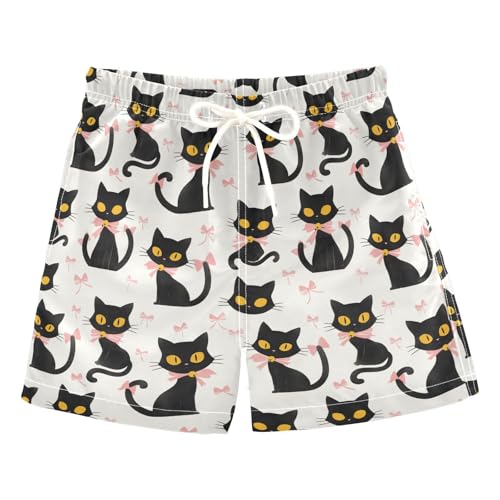Boys Swim Trunks with Pockets and Quick Dry Fabric,Bow Cat Kids Swimwear Boy Swimsuit 2T