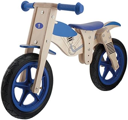 Anlen Moto Wooden Frame Balance/Running Kid's Bike,12 inch Wheels, for Boys and Girls, Blue