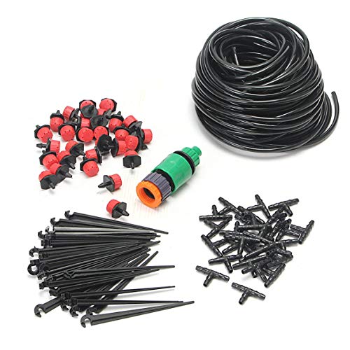 Rouku 25 Meters DIY Drip Irrigation System Automatic Self Watering Garden Hose Micro Drip Garden Watering Hose System