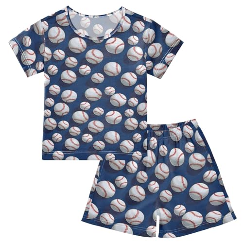 ALAZA Funny 3D Baseball Pajamas Short Sleeve 2 Piece Sleepwear Top and Bottom Pajama Set Unisex