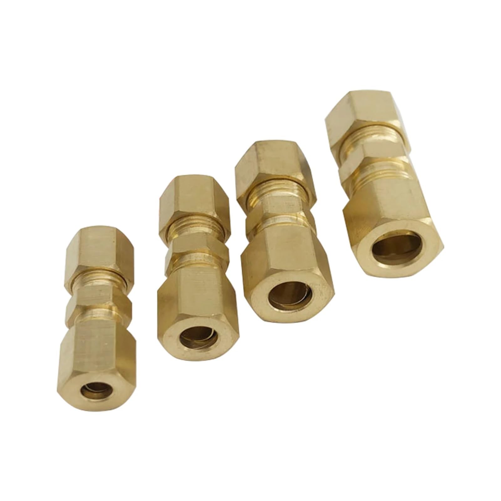 Lot de 5 raccords de compression en laiton de 0,3 cm, 3/16", 1/4", 5/16", 3/8", 1/2", raccord de tuyau en laiton pour huile, eau, carburant