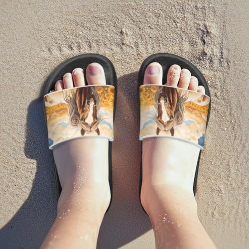 Image of Unisex Slides for Girls Boys Comfortable Slippers Slides Non-slip Shower Shoes House Fashion Thick for Indoor & Outdoor Gifts