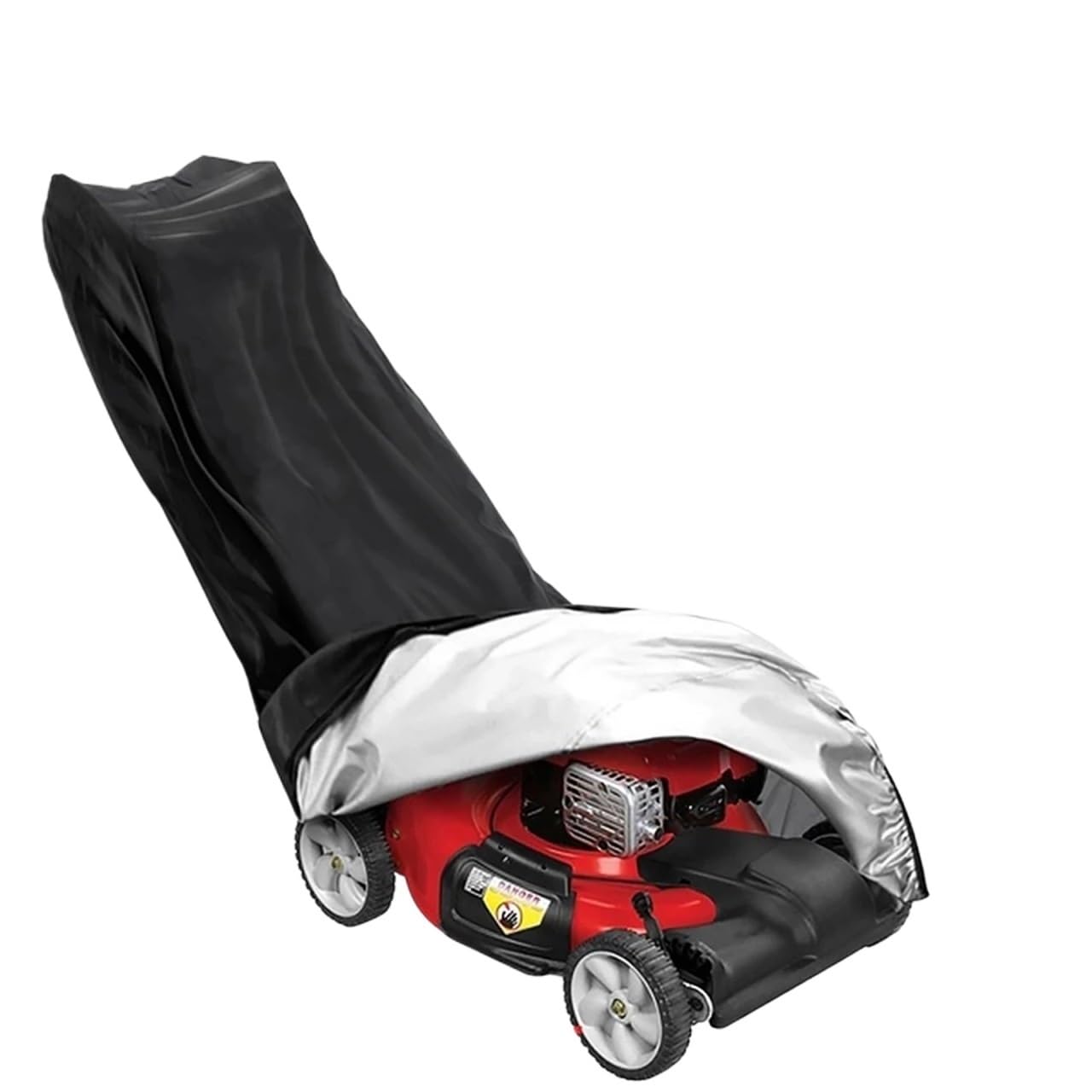 Lawn Mower Cover 210D Outdoor Lawn Mower Cover Polyester Oxford Cloth Waterproof UV Protection Universal With Drawstring Black