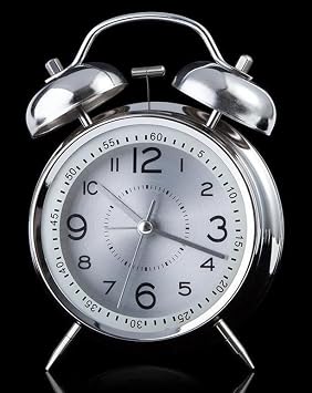 Valkyrie Flowing Second Large Size Nostalgic Analog Alarm Clock - High Sound Gift Clock White with Phosphor Light Alarm