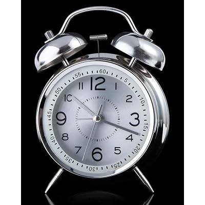 Valkyrie Flowing Second Large Size Nostalgic Analog Alarm Clock - High Sound Gift Clock White with Phosphor Light Alarm
