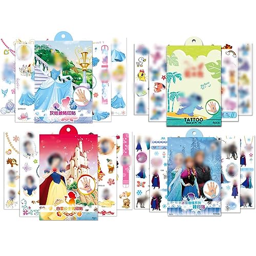 Tatuajes Temporales Niños 16 Hojas Reina de las Nieves Cenicienta Tatoos Infantiles Para Niños Infantiles Fiesta de Cumpleaños Regalo Bolsas Relleno 400pcs