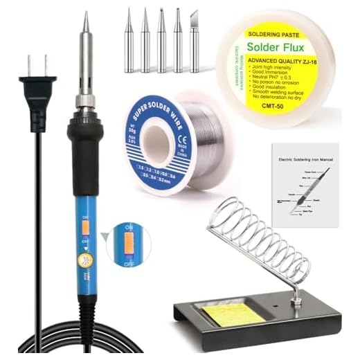 LDK Soldering Iron Kit, 30g Solder, Solder Paste, Heavy Duty Holder, Cleaning Sponge, 5pcs Replacement Tips, Electric 60W 110V Adjustable Temperature Soldering Gun Welding Tools