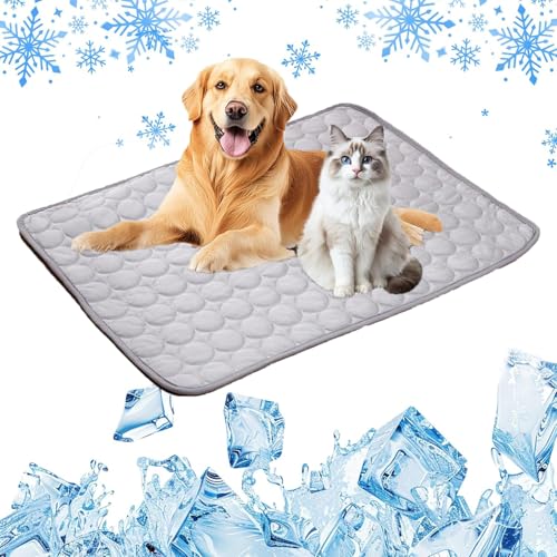 Gahwa Kühlmatte Hund 2025 Upgrade Kühldecke für Hunde und Katzen Hundekühlmatte Kühl Betten Kaltgelpad Haustier Matte Kühlpads Gel für Katen Hunde Kühlende Hundematte (Gray 50 * 60cm)