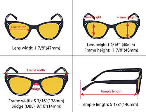 Image of Eyekepper 4 Pack Oversized Blue Light Filter Glasses Women Cat Eye Computer Reading Glasses Amber Tinted +1.50
