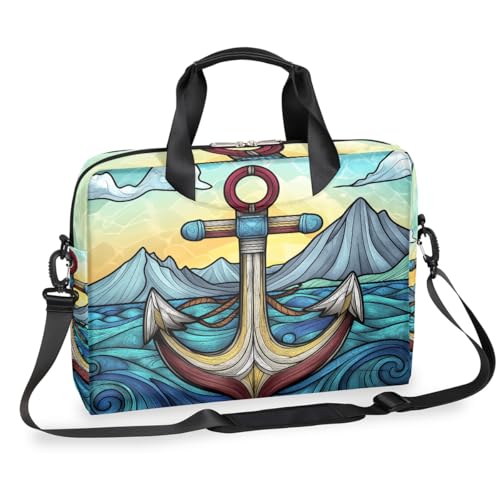 Sac ordinateur 15.6-16 pouces imperméable et rétro à motif ancre
