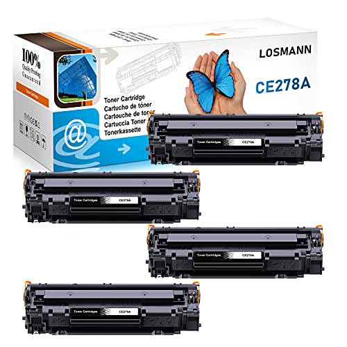 LOSMANN 4x tóner Compatible con CE278A 78A para HP Laserjet M1536DNF M1536MFP P1566 P1560 P1606 P1606DN Canon LBP6200D LBP6200DW LBP6230D LBP6230DW (4 Negro)