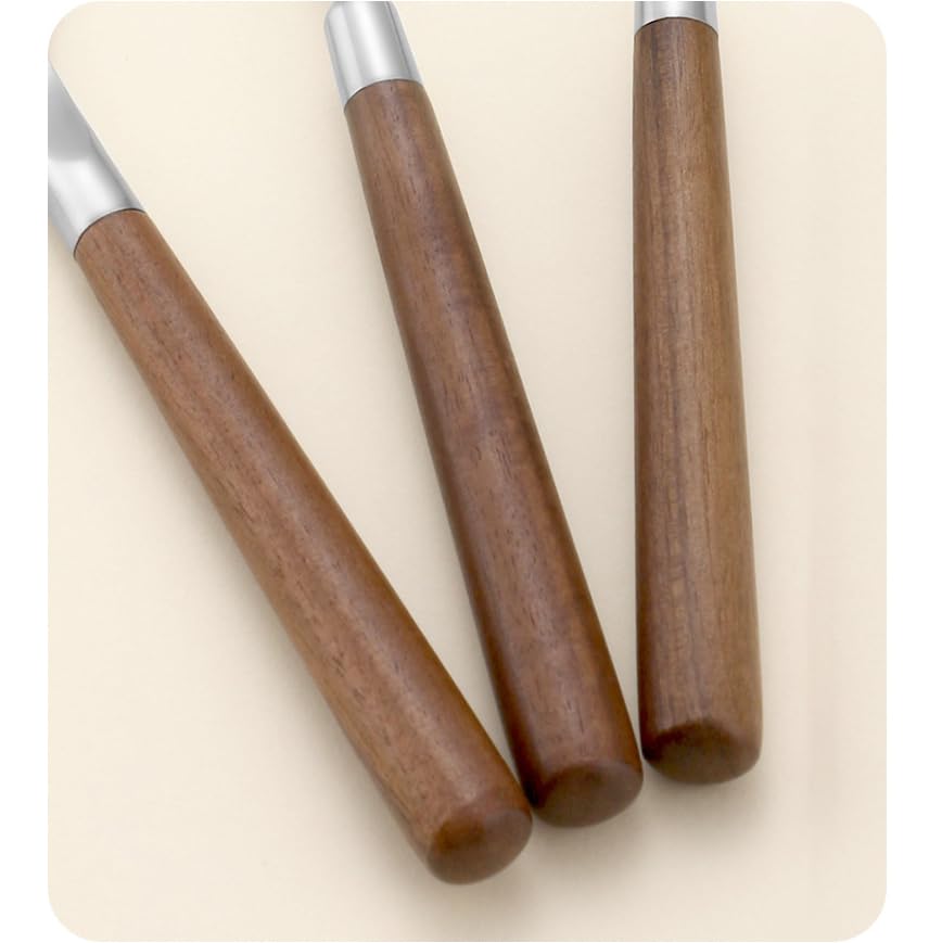 24-Piece-Matte-Silverware-Set-GULSARAYI-Wood-Handle-Flatware-Set-for-6-Cutlery-18-8-Stainless-Steel-Utensil-Sets-Spoons-And-Forks-Set-Walnut-Handle-Ergonomic-Durable-Daily-Household-Use 24 Piece Matte Silverware Set GULSARAYI Wood Handle Flatware Set for 6 Cutlery 18 8 Stainless Steel Utensil Sets Spoons And Forks Set Walnut Handle Ergonomic Durable Daily Household Use