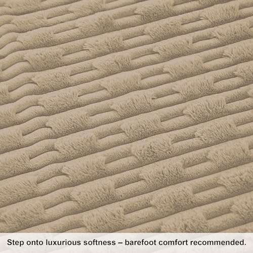 Image of Luxe Home Rabbit Tail Fur Carpet Super Soft, Washable, Anti Skid Carpets for Home, Bedroom, Livingroom - (3x5 Feet, Beige)