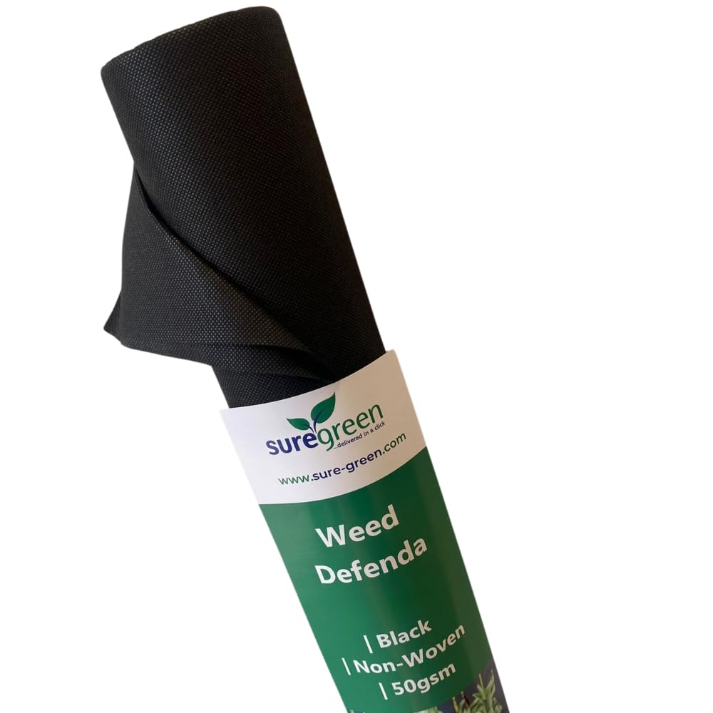 Suregreen Weed-Defenda 50 | Durable & Lightweight Garden Weed Membrane/Barrier | Ideal for Flower Beds, Pathways, and Landscaping Projects | Effective Weed Suppression (1m x 10m)