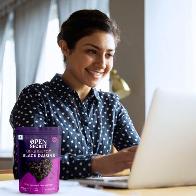 Image of Open Secret Black Raisins | 450Gm | Dry Fruits, Kismis, Kishmish, Dry Grapes, Premium Raisins, 100% Natural & Gluten-Free, Dried Kishmish Without Seeds, Rich In Fiber Iron Calcium (Pack of 2)
