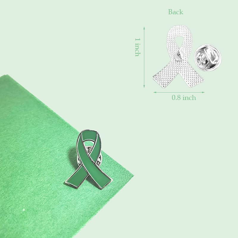 100Pcs Green Awareness Ribbon Pins Mental Health Awareness Enamel Lapel Pin Green Ribbon Brooch Hope Pins4