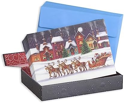 Amazon.com : Canopy Street Masterpiece Santa And Sleigh Christmas Cards ...