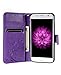 FLYEE Case Compatible with Samsung Galaxy S7(5.1inch,Released in 2016),Wallet Case for Women and Girls with Card Holder,Flip PU Leather Case[Kickstand] Protective Case-Embossed Flowers Purple
