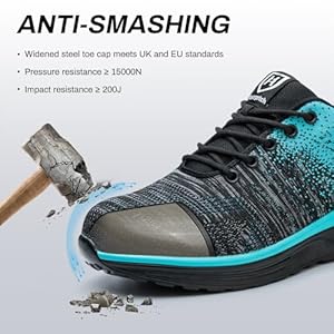 JIANYE Work Shoes, Men's Safety Shoes, Lightweight S3 with Steel Caps, Sporty Breathable 36-48 EU 36-48, green, 36 EU
