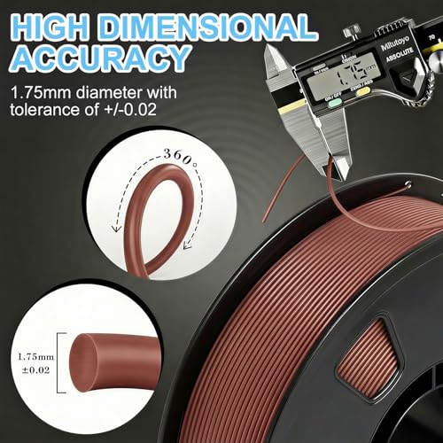 Image of LOVOON PLA 3D Printer Filament PLA Filament 1.75mm, Dimensional Accuracy + /- 0.02 mm, Neatly Wound 3D Printing Filament, Fit Most FDM Printer, 1KG Spool(2.2lbs), Brown