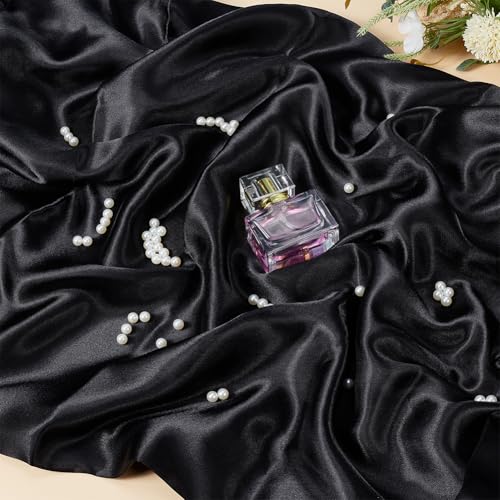 NBEADS 6 Yards/5.48m Charmeuse Satin Fabric, 150cm Shiny Cloth Silky Fabric for Wedding Bridal Decoration Fashion Apparel Crafts, Black - Image 4