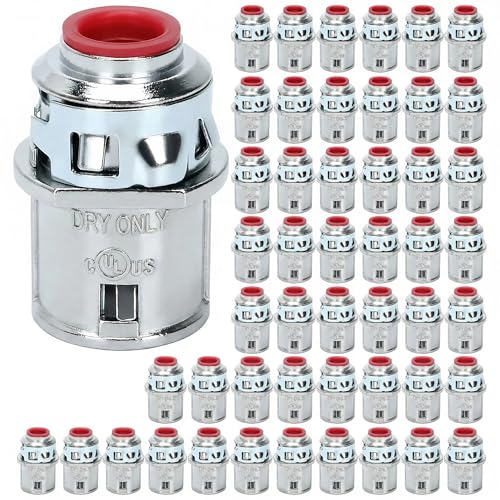 50 Pack Snap-In Conduit Cable Connector, 3-8 Trade Size Fitting
