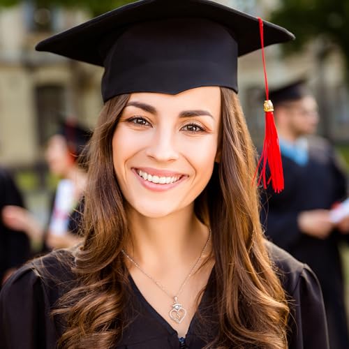 M MOOHAM Graduation Gifts for Her 2025, 14K White Gold Plated CZ Graduation Cap Heart Pendant Initial Necklaces for Women Teen Girls High School College Graduation Gifts for Her4