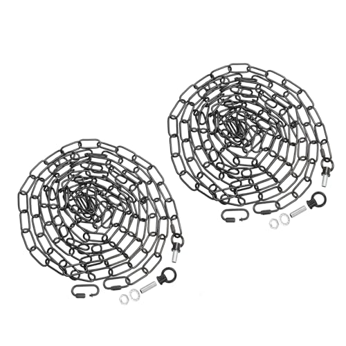 Image of PATIKIL 15 Feet Lighting Chain for Hanging Lamp, 2 Set Chandelier Chain Light Fixture Chain Load Capacity 65 Lbs for Pendant Light, Ceiling Fan, Black