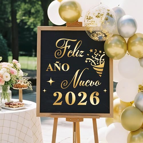 Feliz Año Nuevo 2026 Vinilo Decorativo Oro miniatura 6