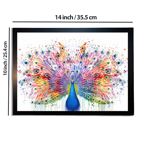 Image of redbakers.in Peacock Wall Art Print, Framed Paintings, Living Room Decor Vastu || Stylish Picture Frame for Home & Office Decoration|| Best Gift Size 10 x 14 Inch (Modern, ARIANA, 10 X 14 Inch)