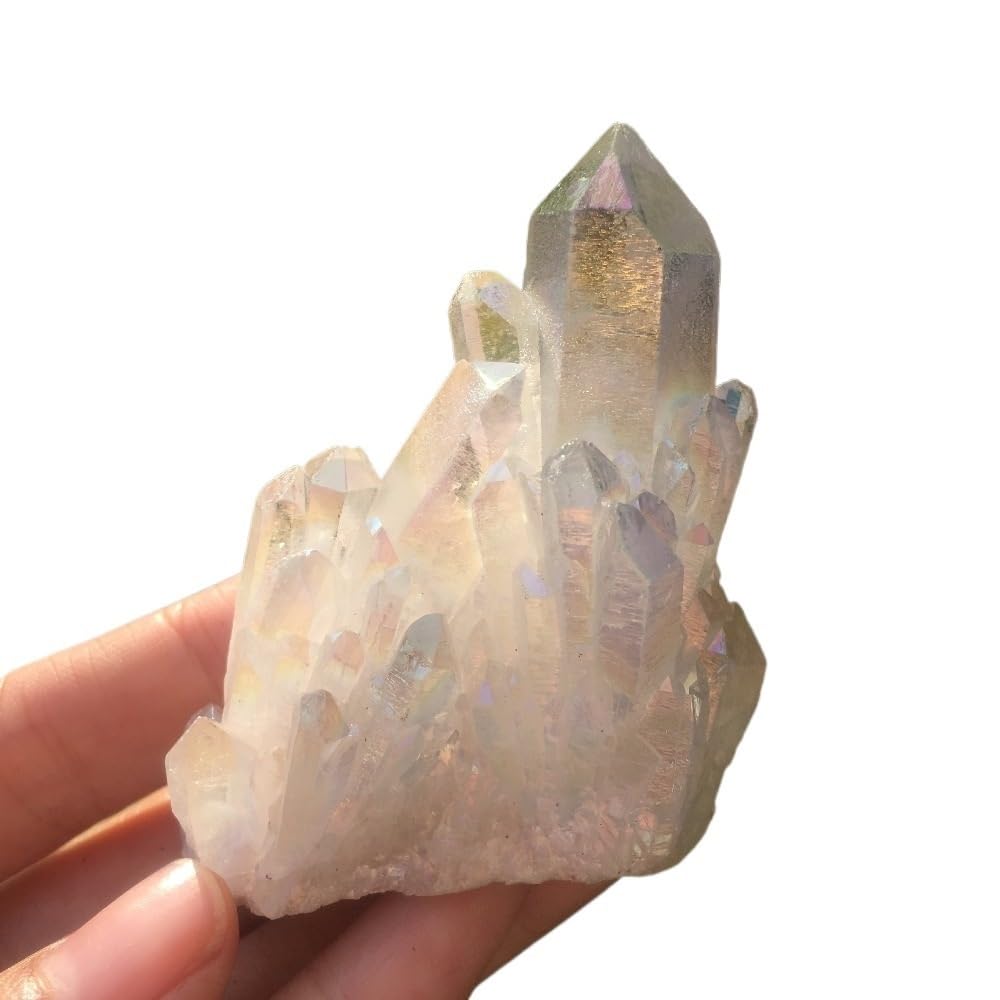 AARTERZZA Decorative Ornaments White electroplated Quartz Crystal Cluster Garden Decoration Gift