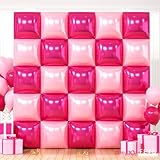 Hot Pink and Rose Double Sided Square Foil Balloons Wall,19 Inches Pink Metallic Foil Balloons Tunnel Arch Kit for Girls Bachelorette,Wedding,Anniversary,Birthday Party Background Decoration