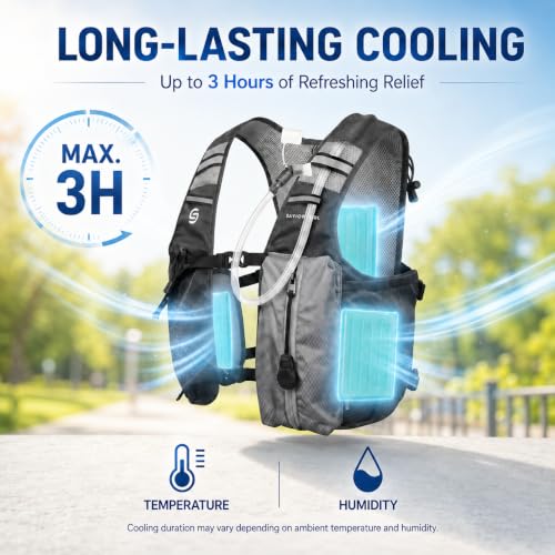 SAVIOR COOL Cooling Hydration Backpack with 3 Removable Ice Packs, 2L BPA-Free Water Bladder, Adjustable Lightweight Outdoor Vest for Running, Trail Running, Hiking, Cycling, and Marathon Training — view 2