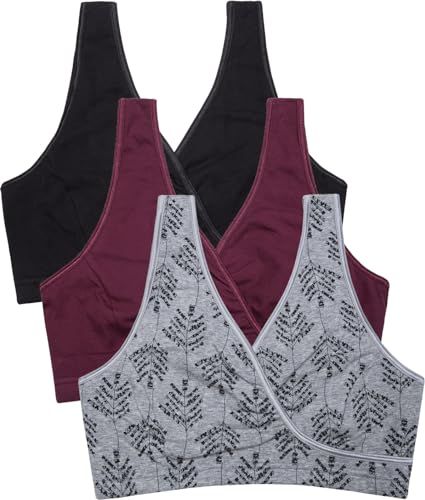 Image of CAKYE 3 Pack Maternity Nursing Sleep Bra Breastfeeding Cotton Bralette