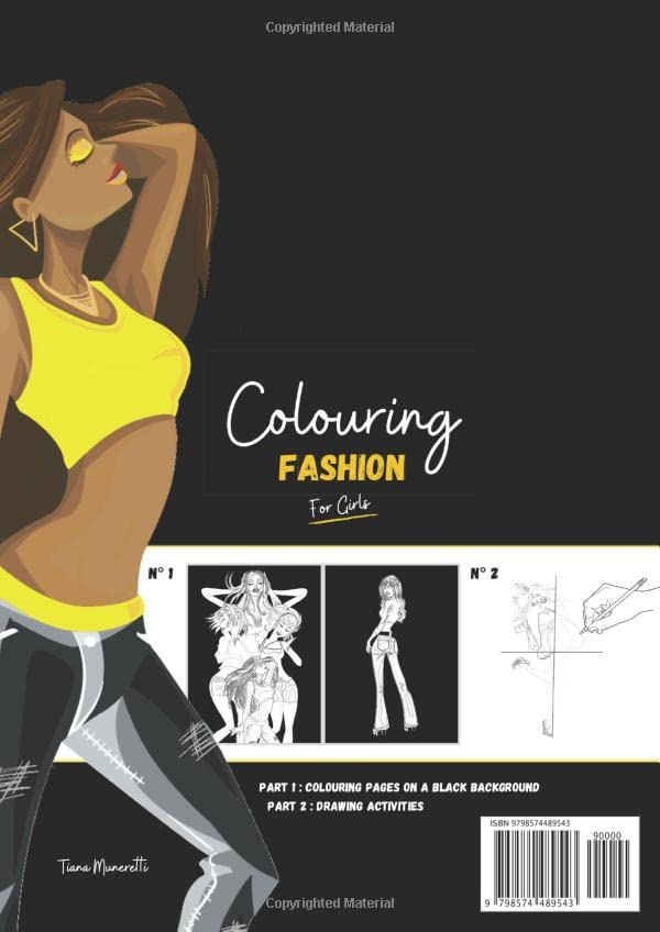 Colouring Fashion For Girls: An Amazing Teens Colouring book with black background I + 50 Gorgeous Colouring and Fashion Drawing Activities ( Fashion ... & African Women ( Premium soft touch cover ) image 3