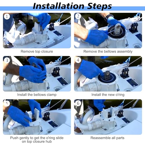 Image of Fits for Dometic Sealand 385230980 Pump Bellow Kit, 385310076 Duckbill Valve (4 Pack) and 385310151 O-Ring (2 Pack) Replace for S, T, J series Vacuum Pump for RV and Boat Toilet Vacuum Pump System